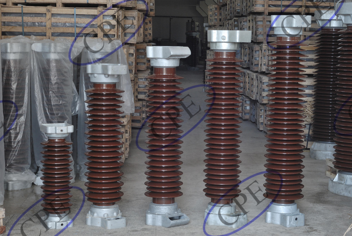 42KV Brown Porcelain Lightning Arrester Insulator For Transmission Line